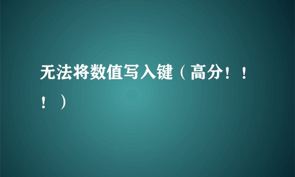 无法将数值写入键（高分！！！）