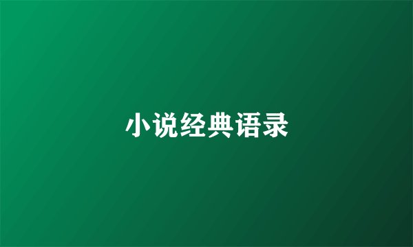 小说经典语录