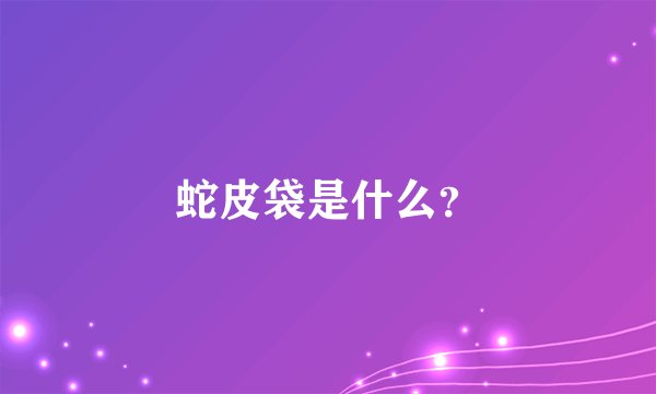 蛇皮袋是什么？