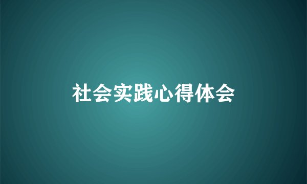 社会实践心得体会