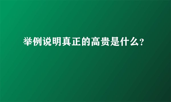 举例说明真正的高贵是什么？