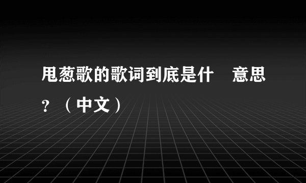 甩葱歌的歌词到底是什麼意思？（中文）