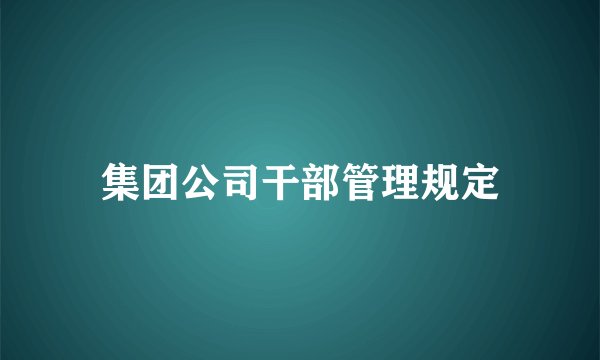 集团公司干部管理规定