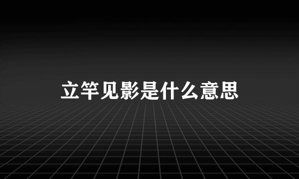立竿见影是什么意思