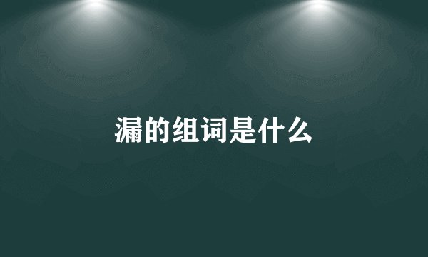 漏的组词是什么