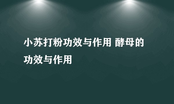 小苏打粉功效与作用 酵母的功效与作用