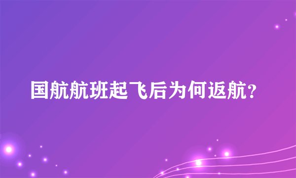 国航航班起飞后为何返航？