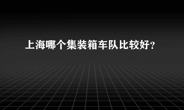 上海哪个集装箱车队比较好？