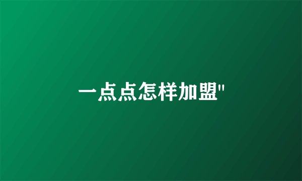 一点点怎样加盟