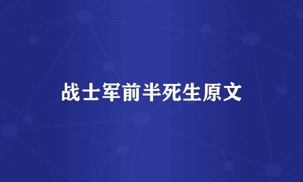 战士军前半死生原文