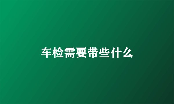车检需要带些什么