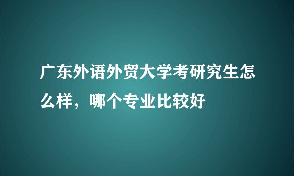 广东外语外贸大学考研究生怎么样，哪个专业比较好