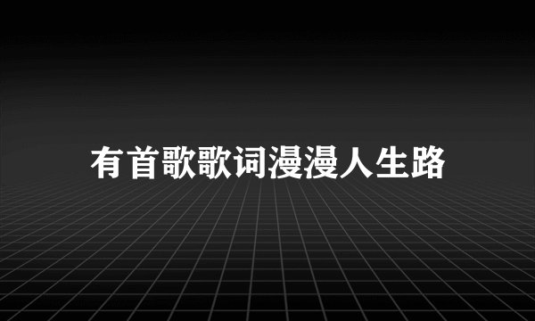 有首歌歌词漫漫人生路
