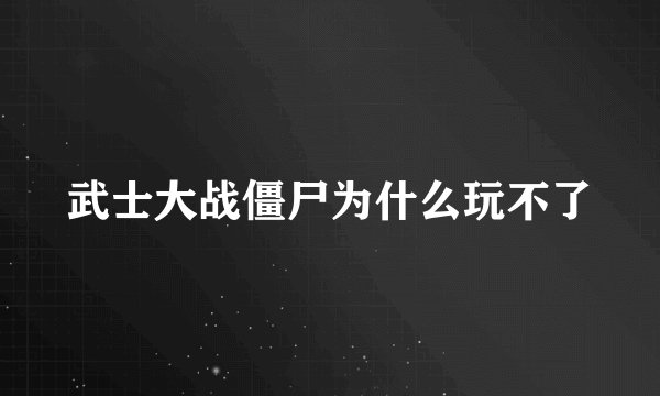 武士大战僵尸为什么玩不了