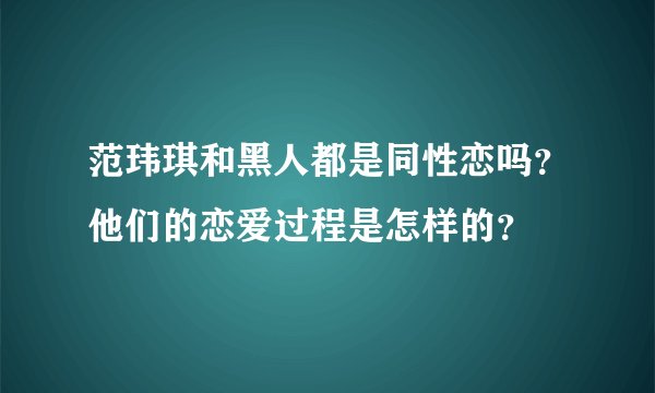 范玮琪和黑人都是同性恋吗？他们的恋爱过程是怎样的？