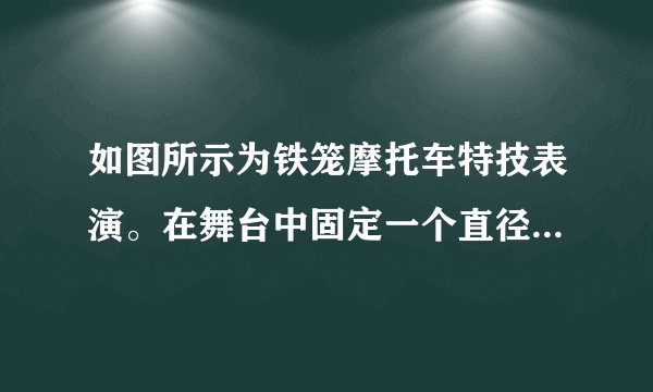 如图所示为铁笼摩托车特技表演。在舞台中固定一个直径为$6.5m$的圆形铁笼，摩托车始终以$70km/h$的速度在铁笼内旋转追逐，旋转轨迹有时水平，有时竖直，有时倾斜，非常震撼。当摩托车在球心共面的水平圆面上做匀速圆周运动时，下列说法正确的是（  ）A.摩托车的运动状态没有改变B.摩托车运动的快慢没变，所以不需要消耗燃油C.摩托车只受重力和摩擦力的作用D.摩托车的机械能始终没变