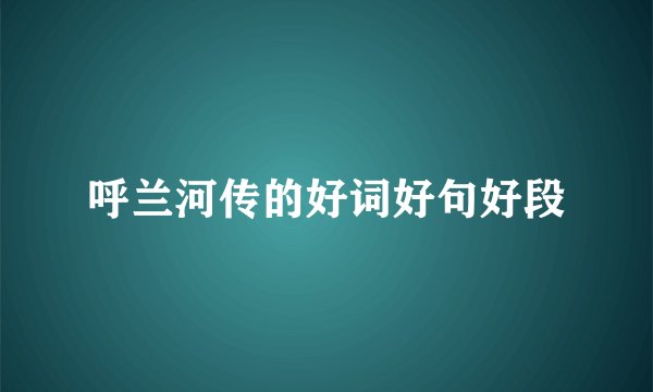 呼兰河传的好词好句好段