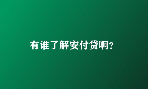 有谁了解安付贷啊？