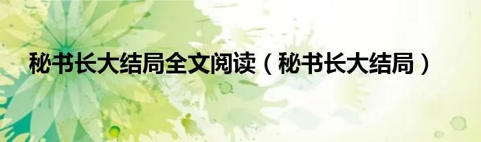 秘书长大结局全文阅读（秘书长大结局）