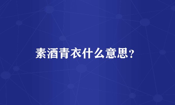素酒青衣什么意思？
