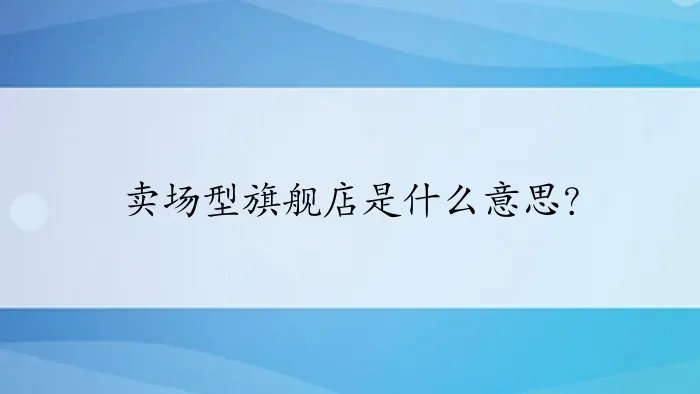 卖场型旗舰店是什么意思？