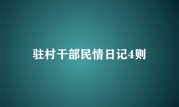 驻村干部民情日记4则