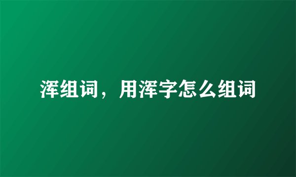 浑组词，用浑字怎么组词