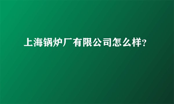上海锅炉厂有限公司怎么样？