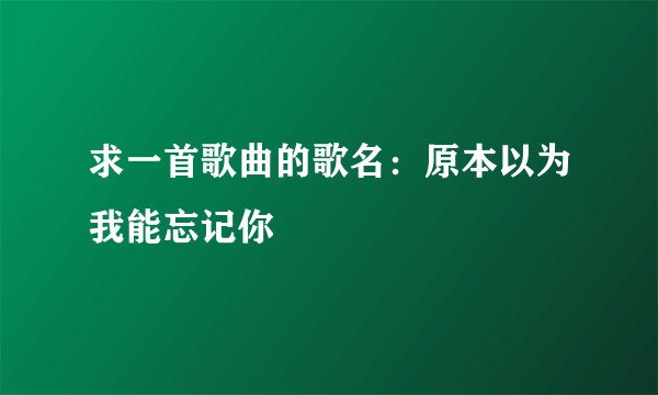 求一首歌曲的歌名：原本以为我能忘记你