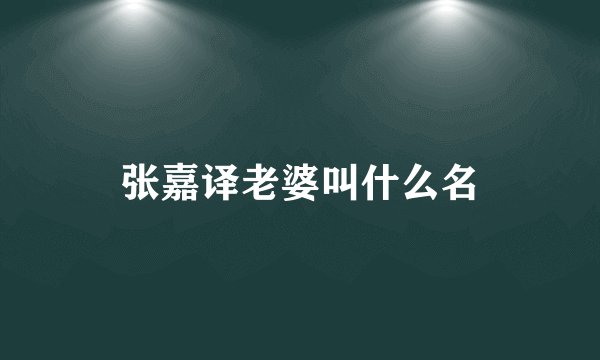 张嘉译老婆叫什么名