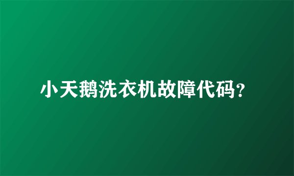 小天鹅洗衣机故障代码?