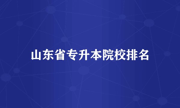 山东省专升本院校排名