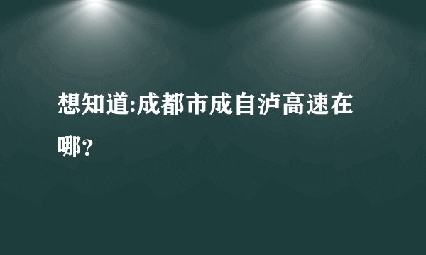想知道:成都市成自泸高速在哪?
