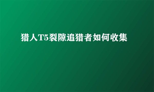 猎人T5裂隙追猎者如何收集