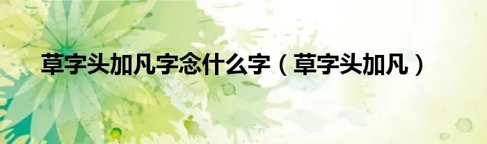 草字头加凡字念什么字（草字头加凡）