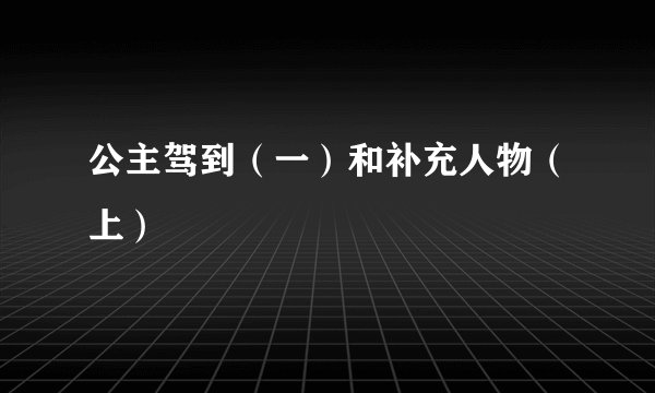 公主驾到（一）和补充人物（上）