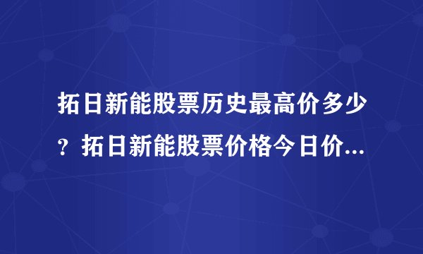 拓日新能股票历史最高价多少?拓日新能股票价格今日价?拓日新能上涨潜力到底有多大?