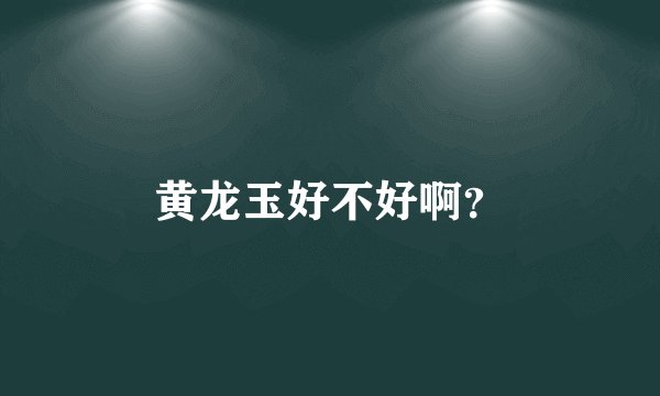 黄龙玉好不好啊？