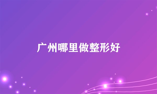 广州哪里做整形好