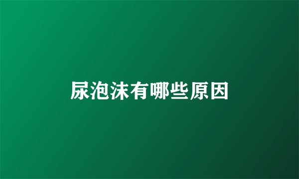 尿泡沫有哪些原因