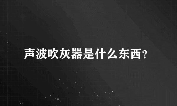 声波吹灰器是什么东西？