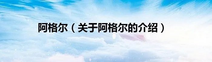 阿格尔（关于阿格尔的介绍）