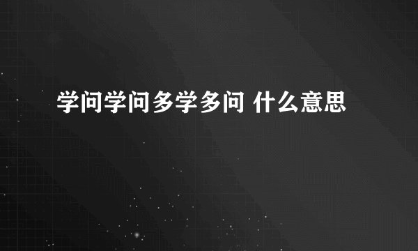 学问学问多学多问 什么意思