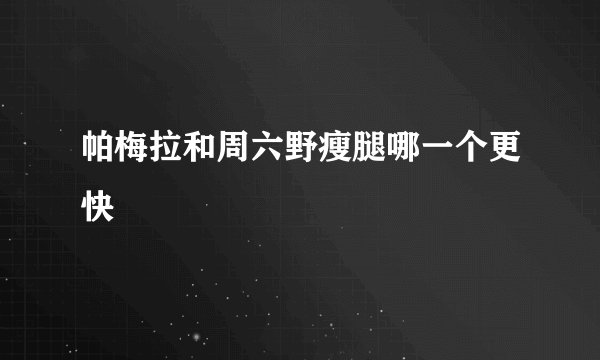 帕梅拉和周六野瘦腿哪一个更快