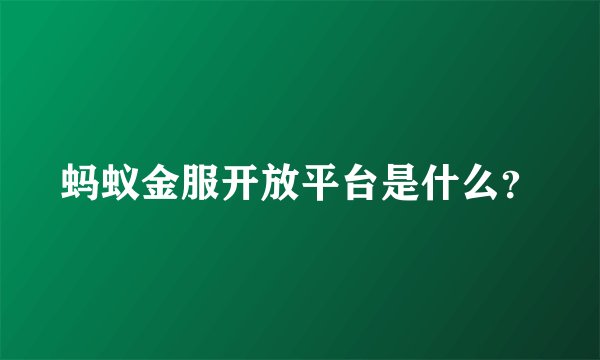 蚂蚁金服开放平台是什么？