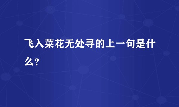 飞入菜花无处寻的上一句是什么?