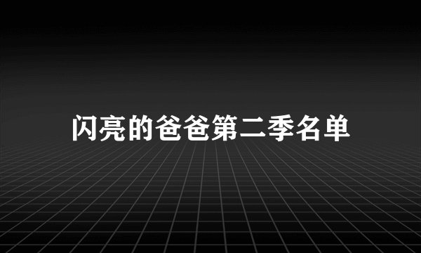 闪亮的爸爸第二季名单