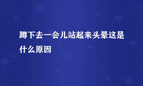 蹲下去一会儿站起来头晕这是什么原因