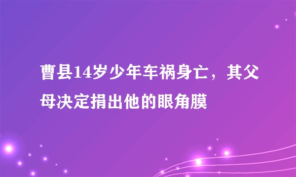 曹县14岁少年车祸身亡，其父母决定捐出他的眼角膜