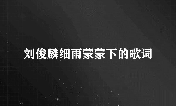 刘俊麟细雨蒙蒙下的歌词